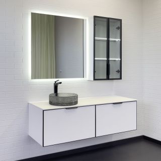  Тумба-умывальник для ванной Comforty Онега-140 белый матовый с белой столешницей с раковиной Comforty 21004	