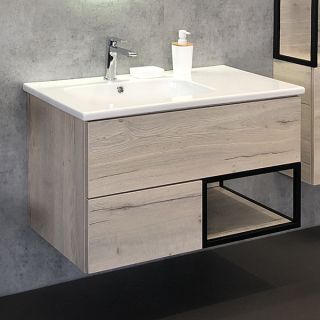 Тумба-умывальник Comforty Мальме 90 дуб дымчатый с раковиной Comforty 9090EL	