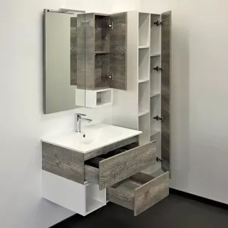 Тумба-умывальник Comforty Турин-75М дуб бежевый с раковиной Comforty 75E	