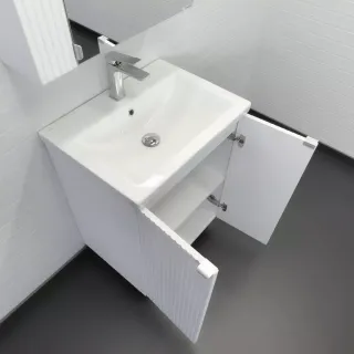 Тумба-умывальник Comforty Лима-60Н белый матовый с раковиной Como 60