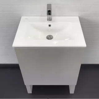 Тумба-умывальник Comforty Бильбао-60Н серый шёлк с раковиной Comforty 60E