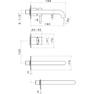 Встраиваемый смеситель для раковины Kerama Marazzi Eterna 69628EXKM.50.050 сталь