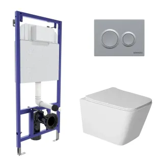 Комплект Berges 043402: инсталляция NOVUM кнопка O2 хром матовый унитаз Sigma Rimless сидение дюропласт быстросъём