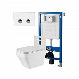 Комплект унитаза с инсталляцией Point Элемент PN48307WC с сиденьем Микролифт