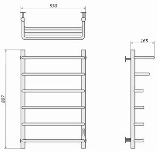 Полотенцесушитель электрический Маргроид В8 Каскад 80x50см чёрный матовый 08-8050-3097-9005R