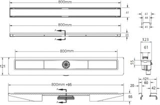Душевой лоток Berges Wasserhaus B1 Keramik 090019 80 Матовый хром