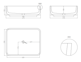 Накладная раковина Salini Gloria 09 S-Stone 1102209MRF 48см RAL полностью