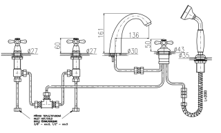 Смеситель на борт ванны Rav Slezak Morava retro MK576.5PSM бронза
