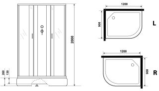 Душевая кабина Niagara NG-33294-14LBKG с гидромассажем 120x90см серебро/матовое