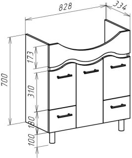 Тумба под раковину Bellezza Мари 85см белый 00000010141