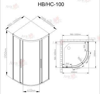 Душевой уголок AvaCan C01 100x100 см