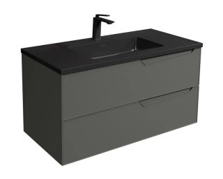 Подвесная тумба с раковиной Parly Spa Rhea100 чёрный матовый