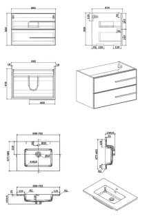 Подвесная тумба с раковиной Parly Spa Bella70 белый глянцевый