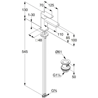Смеситель для раковины Kludi Renon 422673975 чёрный матовый