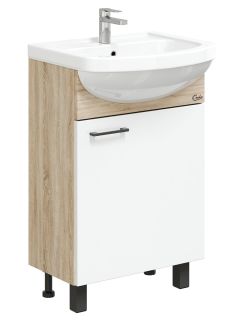 Напольная тумба под раковину Onika Эко Black 105209 разборная 52см белый/дуб сонома