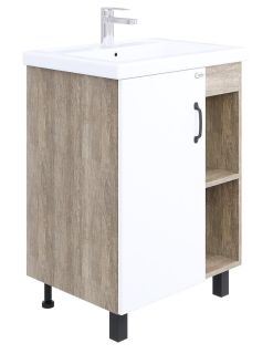 Напольная тумба под раковину Onika Тимбер 106140 60см белый матовый/дуб сонома
