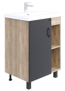 Напольная тумба под раковину Onika Тимбер 106141 60см серый матовый/дуб сонома
