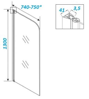 Шторка для ванной Parly F04F 75см белый