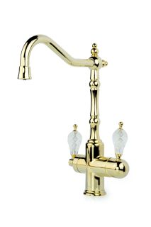 Смеситель для раковины Boheme с краном TRADIZIONALE ORO с ручкой CRYSTAL_Комплект золото