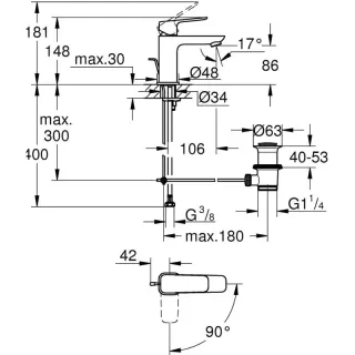 Cмеситель для раковины GROHE Cubeo 1017300000 хром