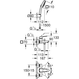 Смеситель для ванны Grohe  1018140000 хром