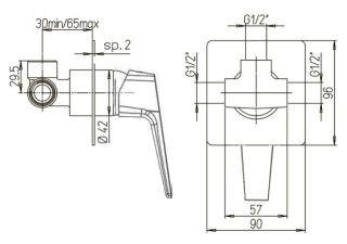 Встраиваемый смеситель для душа Paini Bari RTYO690 чёрный