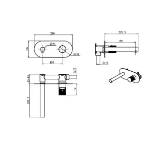 Встраиваемый смеситель для раковины Boheme Stick Diamond 125-BRB брашированная бронза
