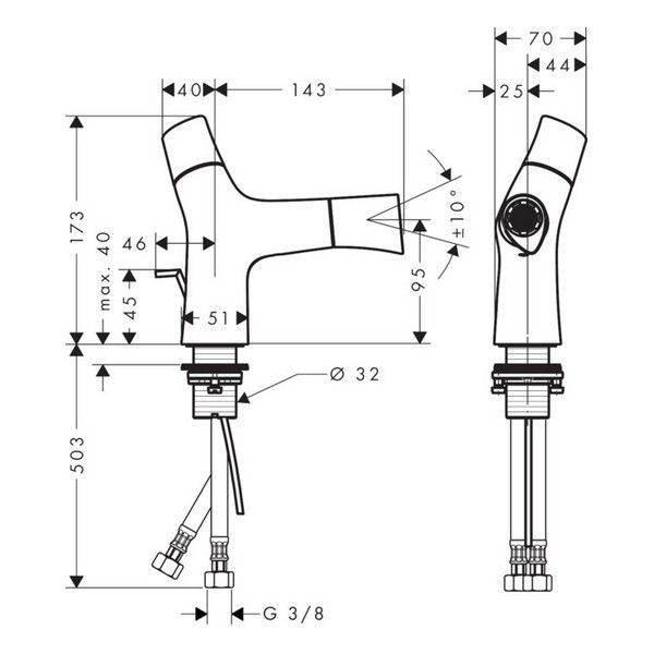Смеситель для биде Hansgrohe Starck Organic 12210250 золото