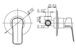 Встраиваемый смеситель для душа Paini Viva Style P4YO690 чёрный