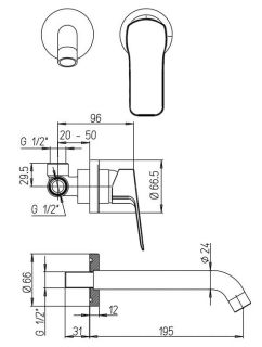Встраиваемый смеситель для раковины Paini Viva Style P4YO208 чёрный