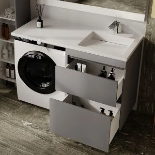 Тумба подвесная Style Line Даллас Леон 120 Люкс Plus СС-00002451 под раковину для стиральной машины серый