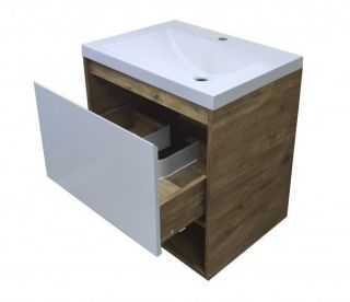 Подвесная тумба под раковину Эстет Monaco Wood ФР-00010678 70см один ящик белый/дуб рустикальный