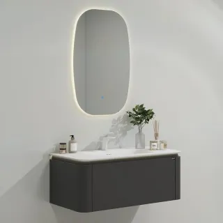 Тумба с раковиной Black&White Universe 935900 90 см серый