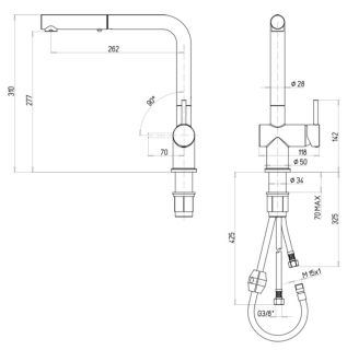 Смеситель для кухни Paini Cox HD72566CR1KM granite truffle
