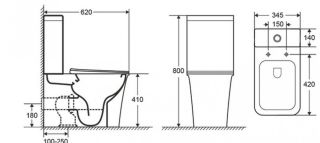 Унитаз CeramaLux 1222A с бачком и сиденьем Микролифт