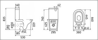 Унитаз CeramaLux NS-2176-18 с бачком и сиденьем Микролифт