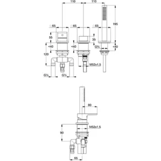 Смеситель на борт ванны Kludi Renon 424473975 чёрный матовый
