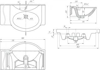 Мебельная раковина Dreja 90см правая белый 00000004361