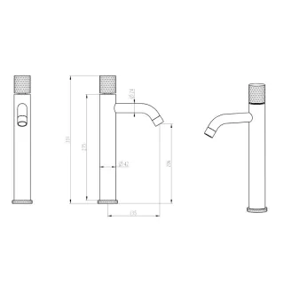 Смеситель для раковины Boheme Stick Linea 122-SGM.3 оружейная сталь