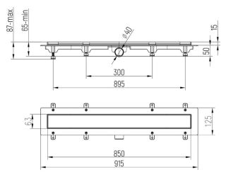 Душевой лоток Paini Klasik CH850KC2 монтаж к стене 85см чёрный матовый