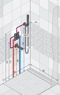 Душевой комплект Paini Grazia 21PZSET26911THBATH с термостатом чёрный матовый