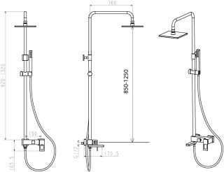 Душевая стойка Boheme Q золото/синий 148-GUV