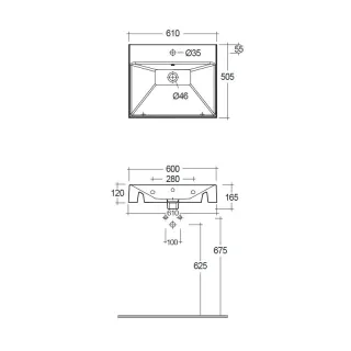 Раковина Kludi Resa 59WW6153 60 см белый матовый