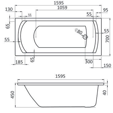 Santek Монако 160х70 прямоугольная белая 1WH111977