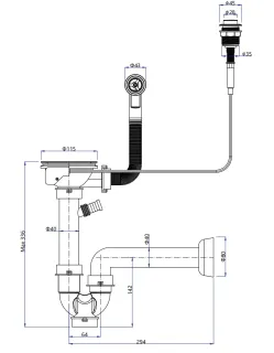 Сифон для мойки GranFest 13PB2-P2  павт  черн