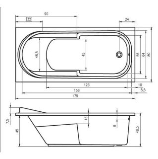 Акриловая ванна Riho Columbia B003001005 175x80см белый
