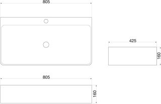 Раковина накладная SantiLine SL-1080 80см белый