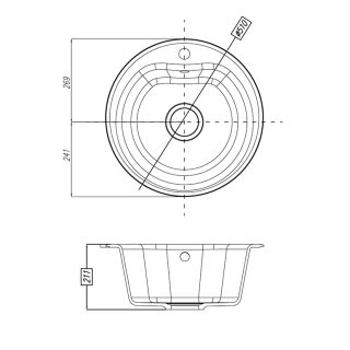 Мойка кухонная Акватон Мида 51 см графит