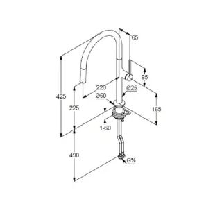Смеситель для кухни Kludi Reef 50851N075 с выдвижным изливом брашированное золото