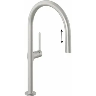 Смеситель для кухни Kludi Reef 50851N575 с выдвижным изливом брашированный никель